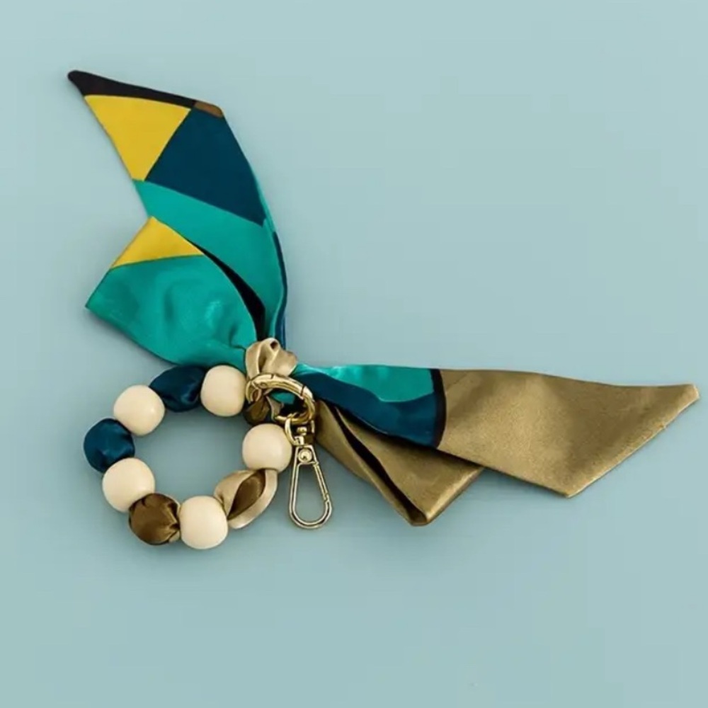 Colorful Scarf Bag Charm Keychain with Beads